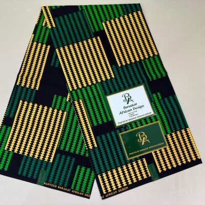 Green and Beige Stripped Ankara Print