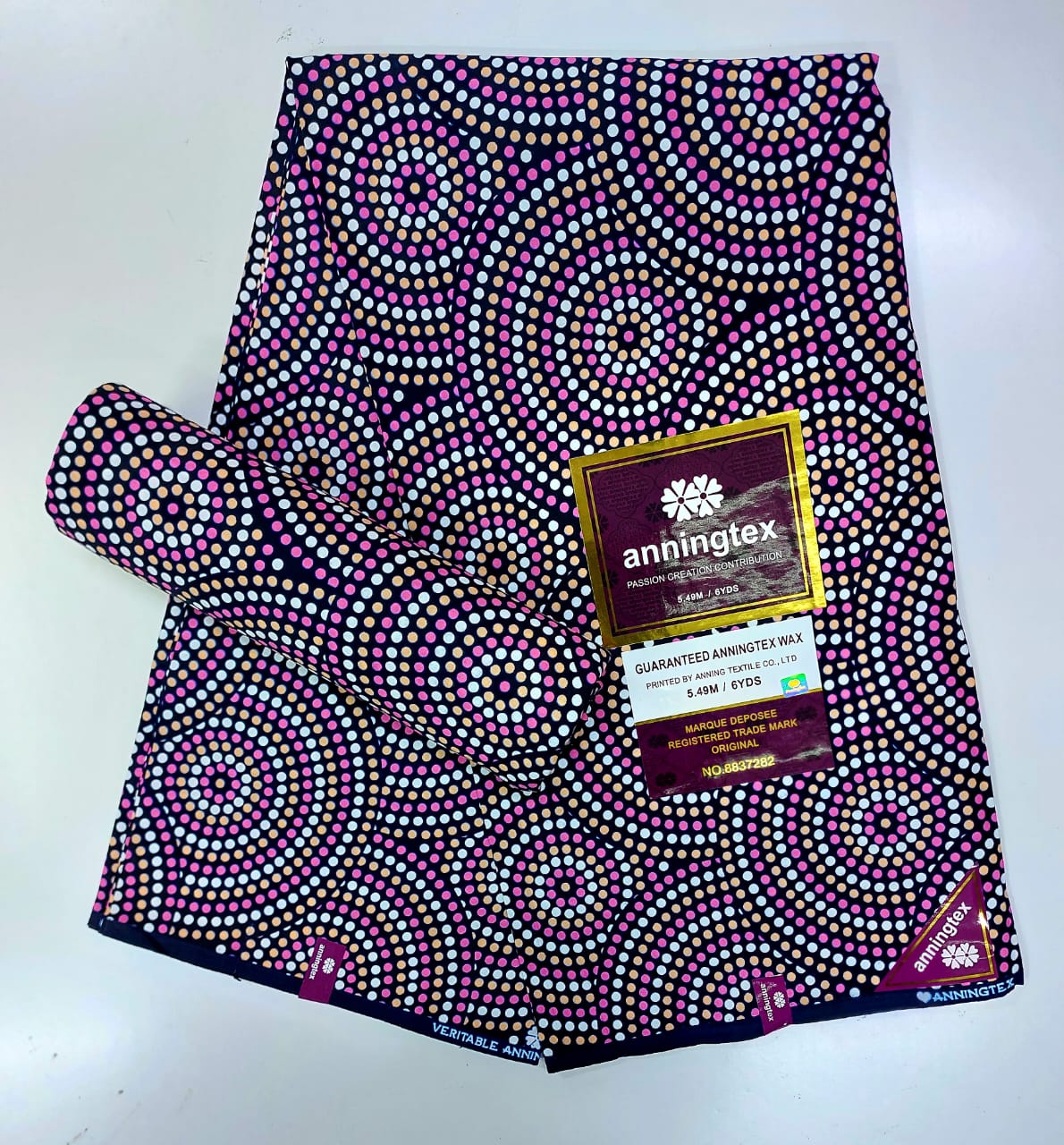 Pink White Round Dots Ankara Fabric