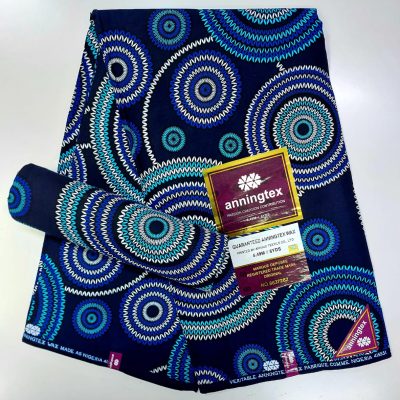 Blue Green White Dotted Ankara Fabric