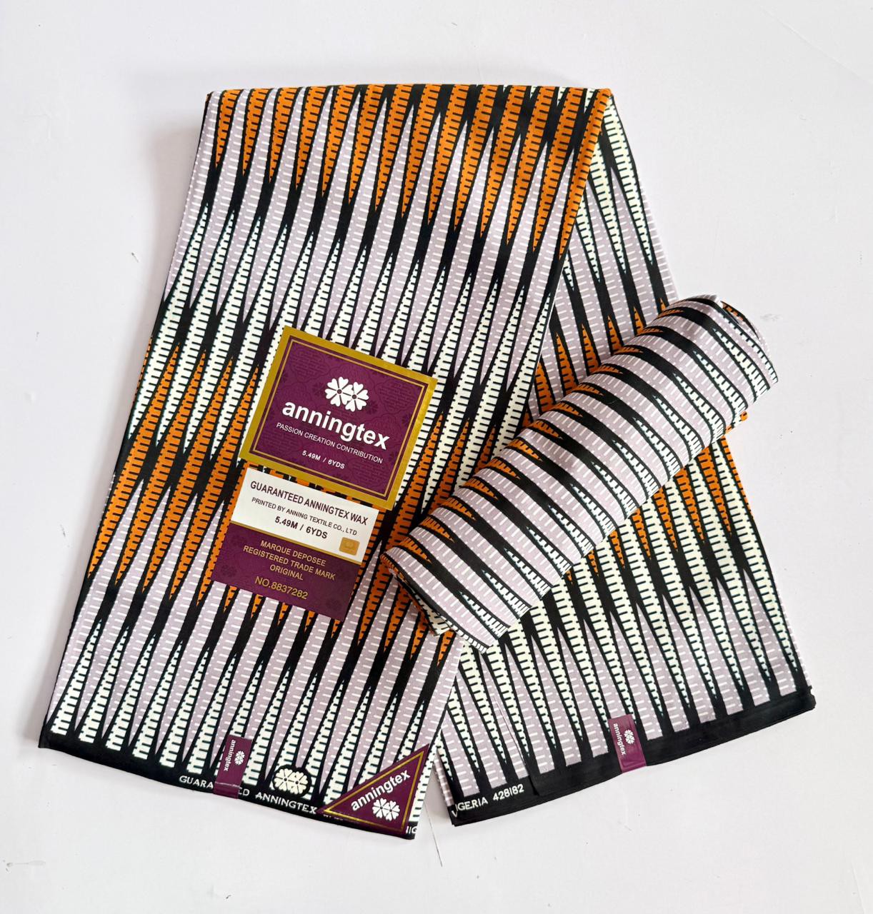 Orange White Lines Kitenge