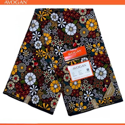 Orange White Floral Avogan Kitenge