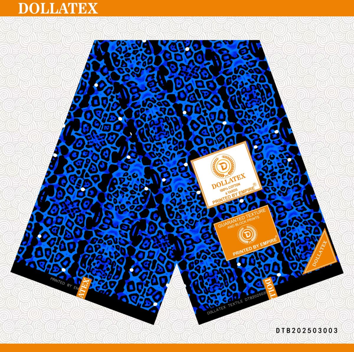 Blue Black and White Dots Kitenge - Kitenge Zone Africa