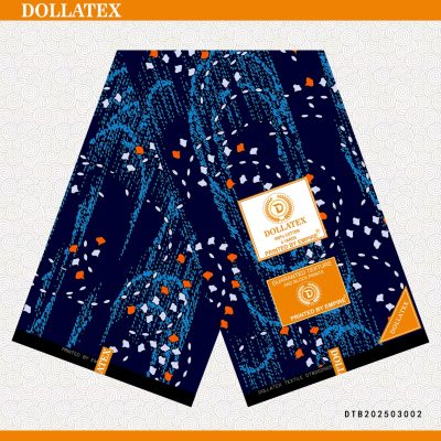 Blue White and Orange spots Kitenge