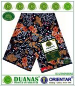 Peach Flower on Black Kitenge