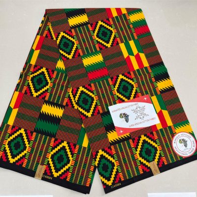 Green Yellow Kente Fabric