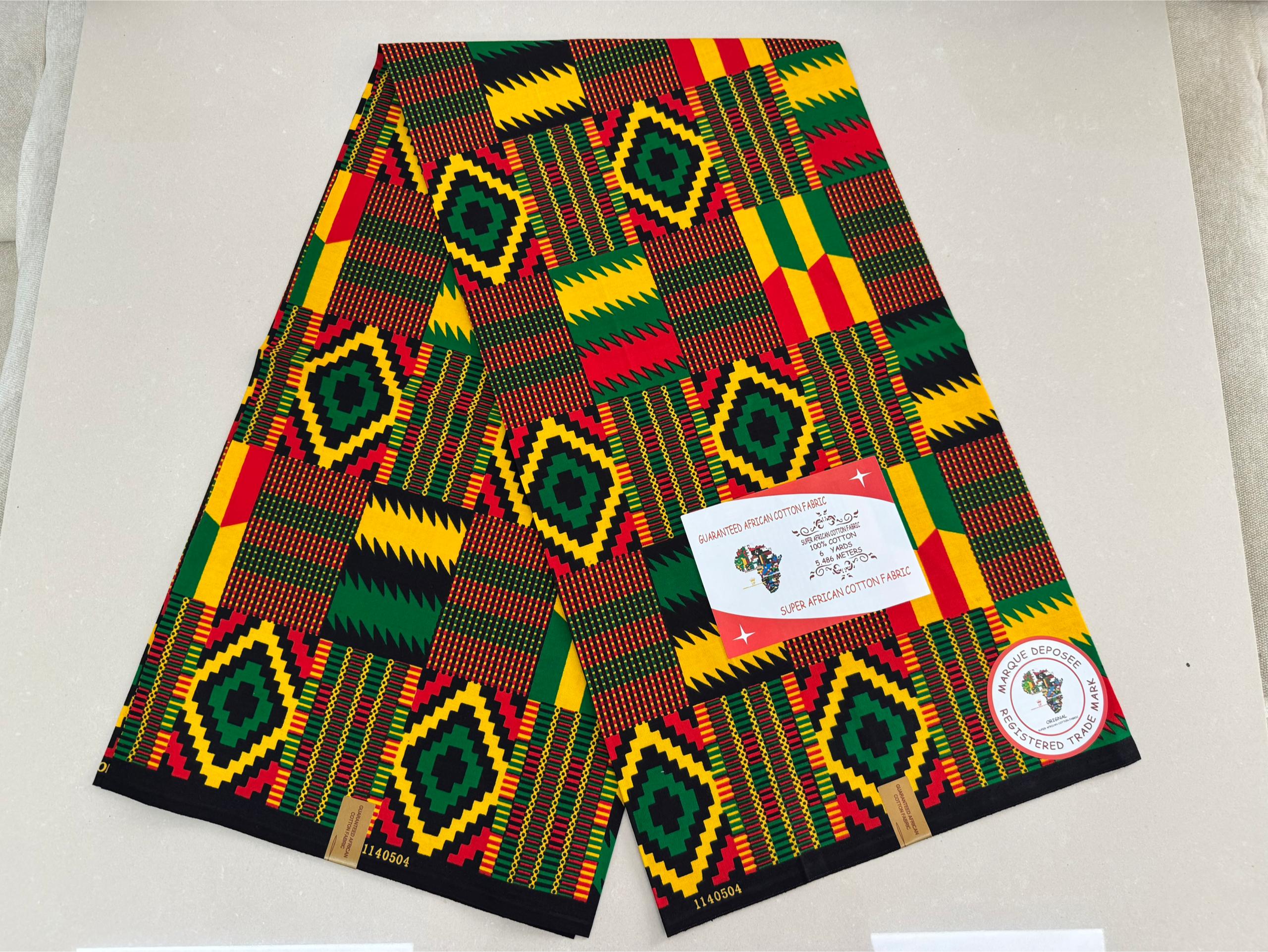 Green Yellow Kente Fabric