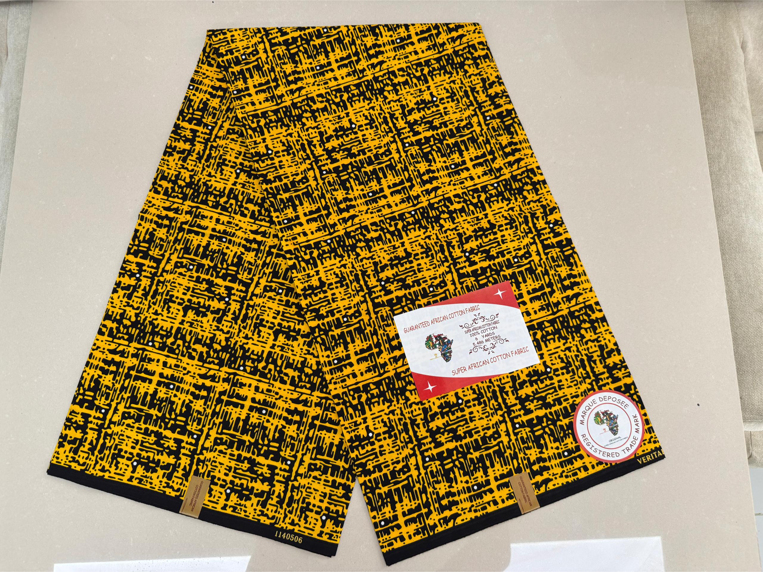 Yellow and Black,white dots Kitenge