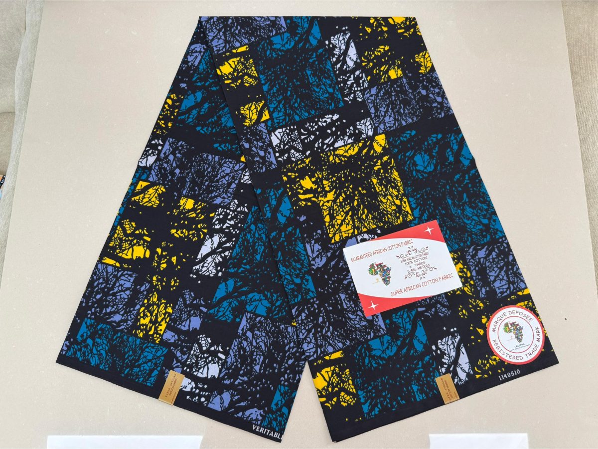 Blue and Yellow Patch Kitenge - Kitenge Zone Africa