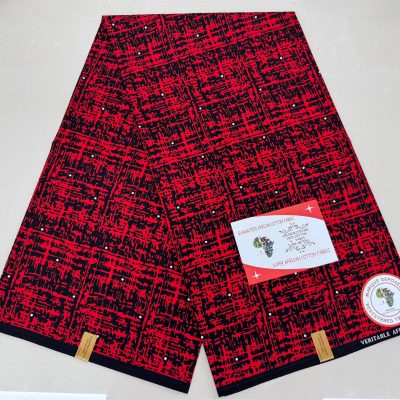 Dark Red and Black,White Dots Kitenge